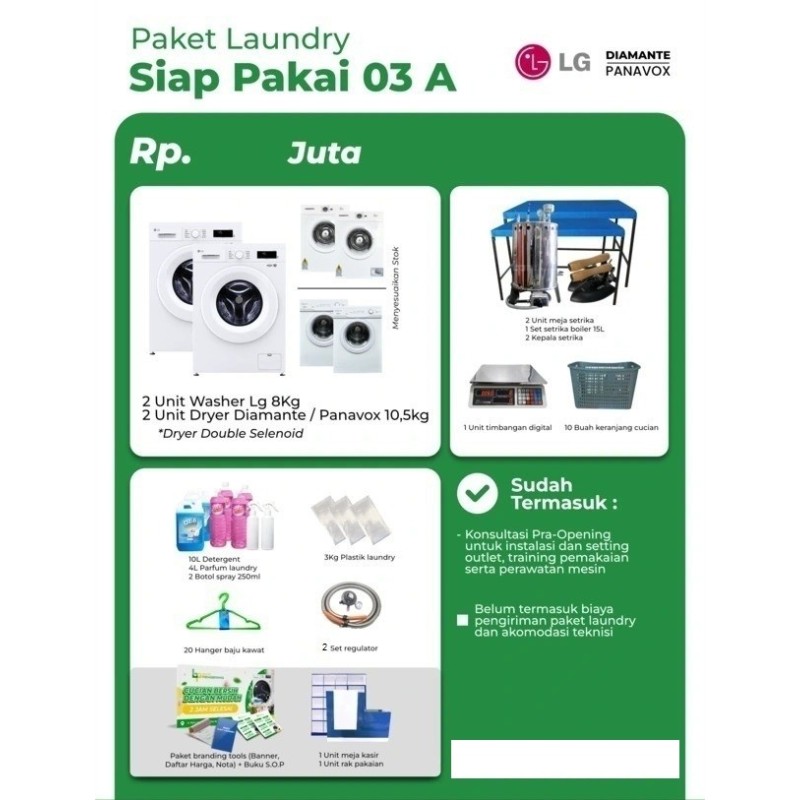 Paket Mesin Kecil Paket Usaha Laundry Kiloan Siap Pakai 03 A