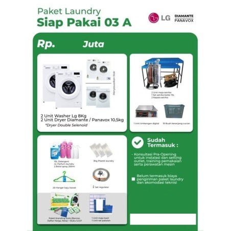 Paket Mesin Kecil Paket Usaha Laundry Kiloan Siap Pakai 03 A
